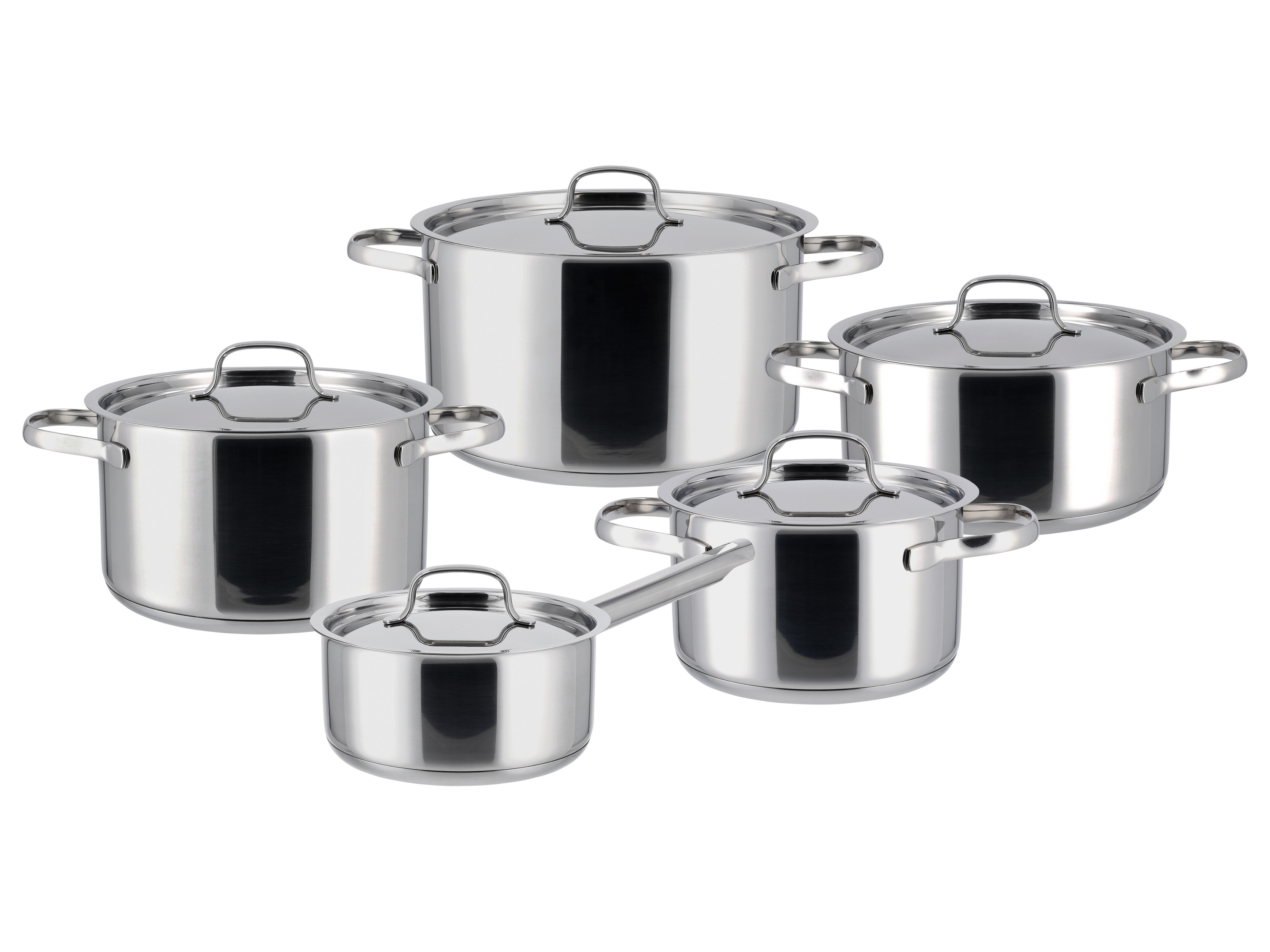 SILVERCREST® Zestaw 5 garnków z pokrywkami (Pokrywka ze stali szlachetnej)