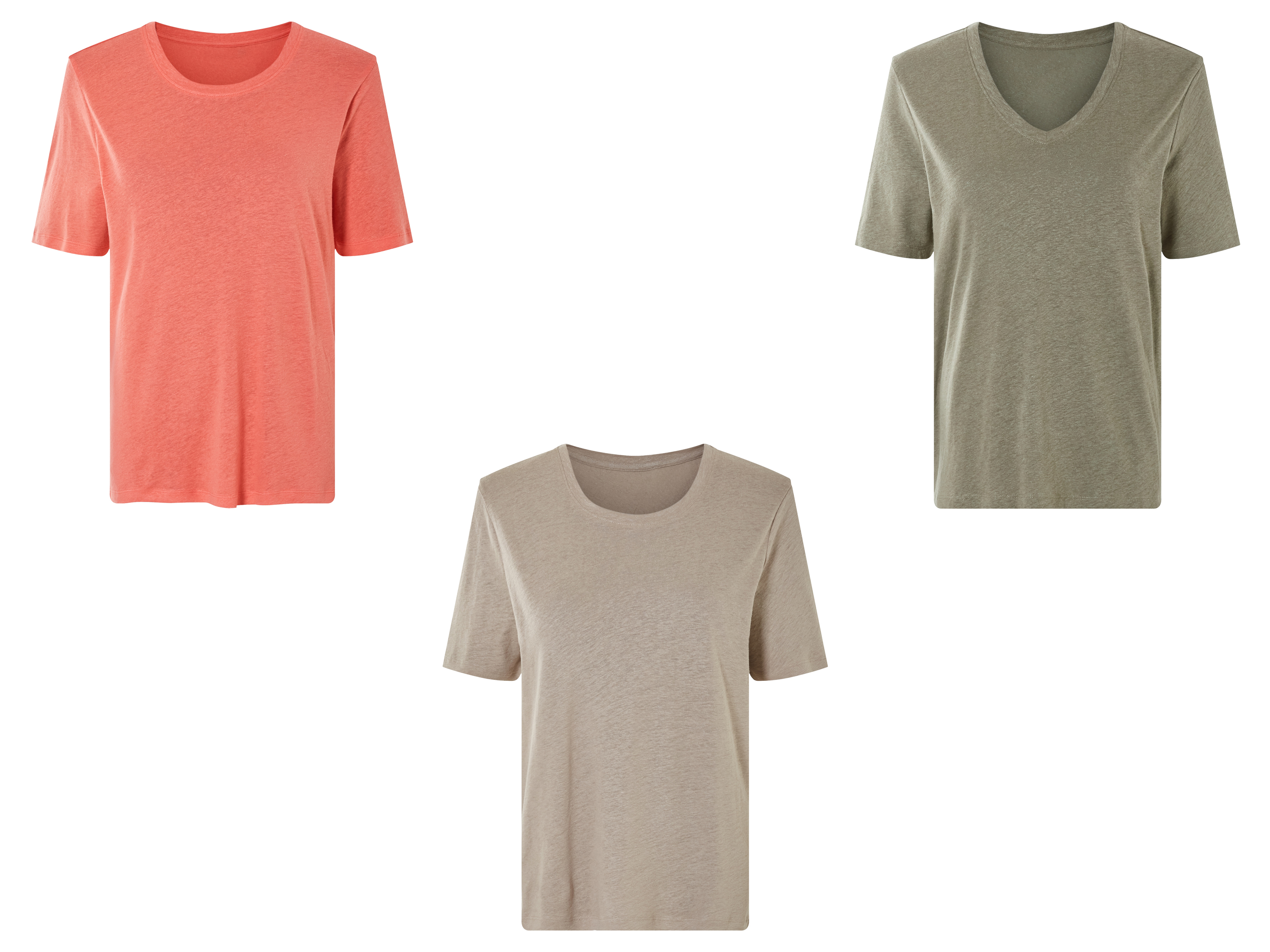ESMARA® T-shirt damski z lnem
