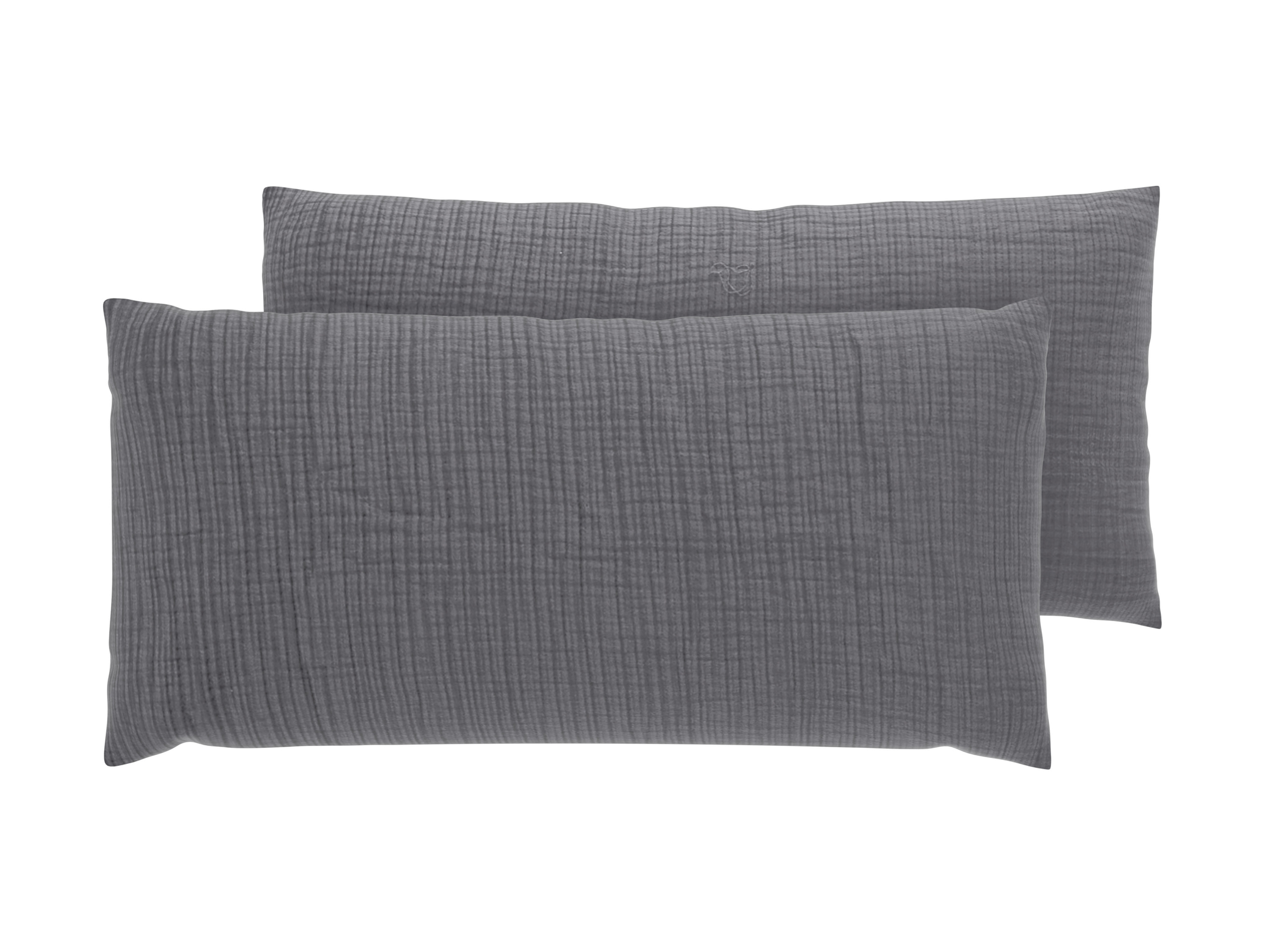 LIVARNO® Poszewki na poduszki z muślinu, 2 sztuki, 40 x 80 cm (Szary)