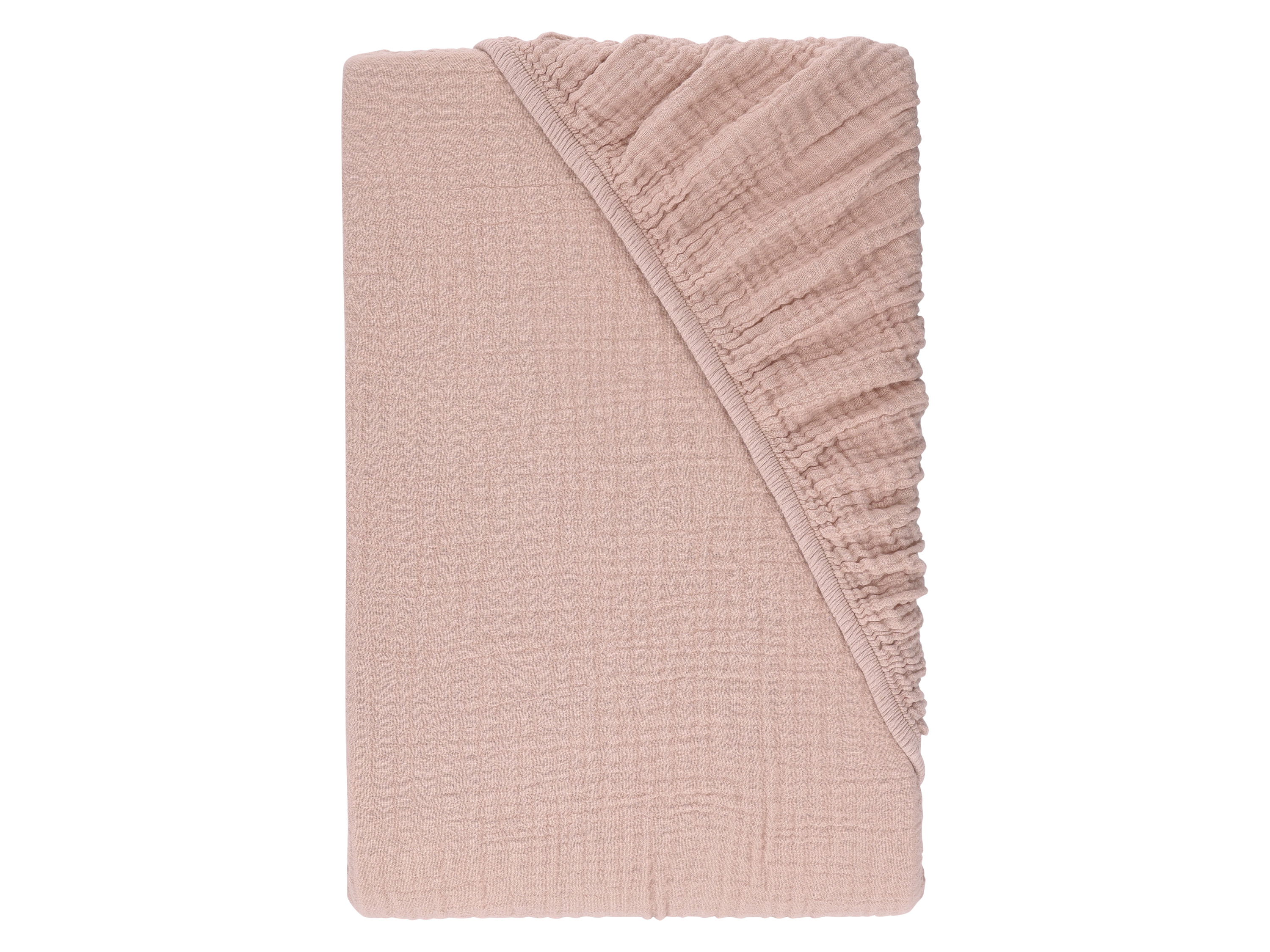 LIVARNO® Prześcieradło z gumką z muślinu, 90-100 x 200 cm (Różowy)
