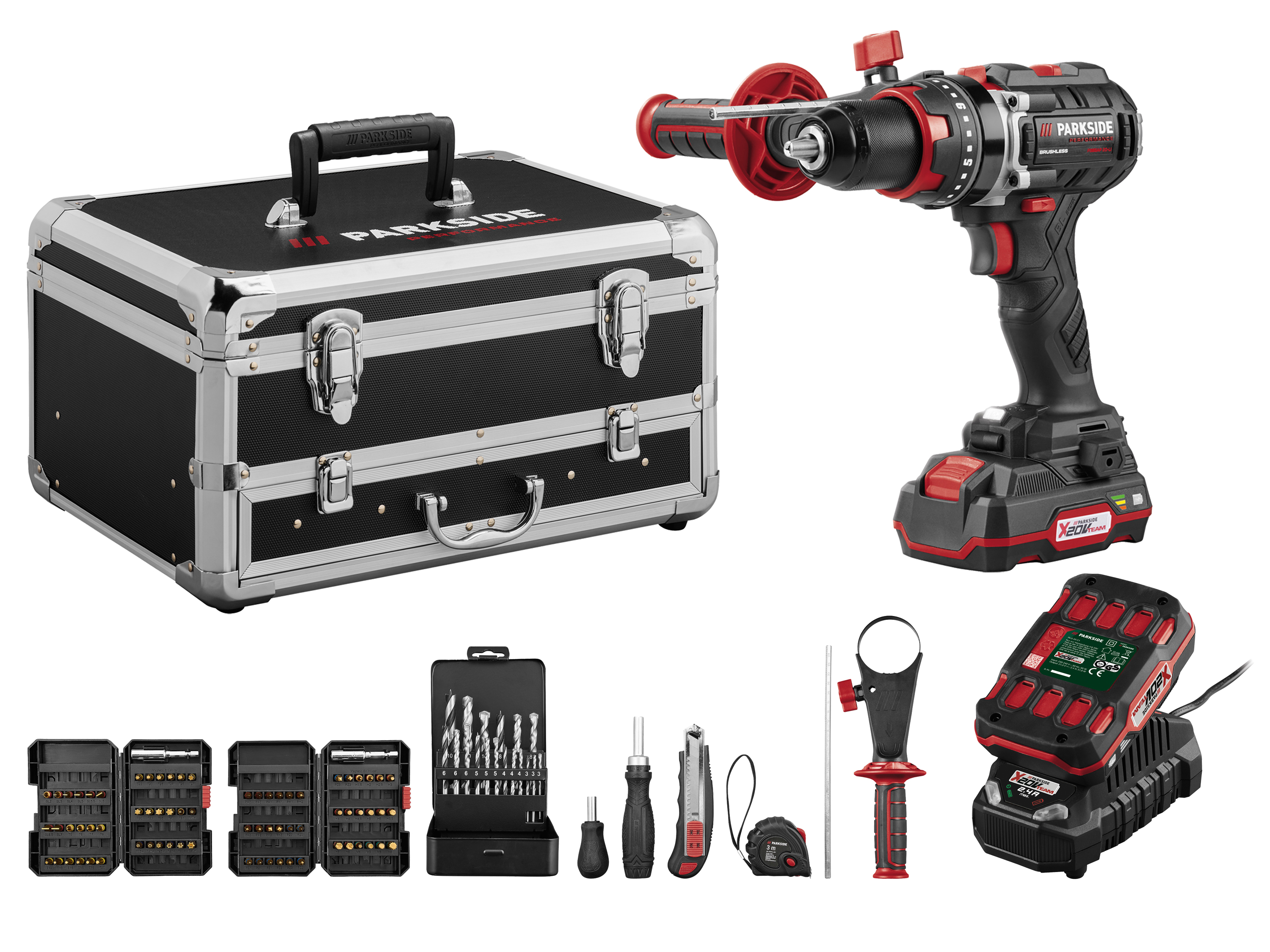 PARKSIDE PERFORMANCE® Zestaw Akumulatorowa wiertarkowkrętarka udarowa, 20 V, PSBSAP 20-Li C3 (z akumulatorem i ładowarką)