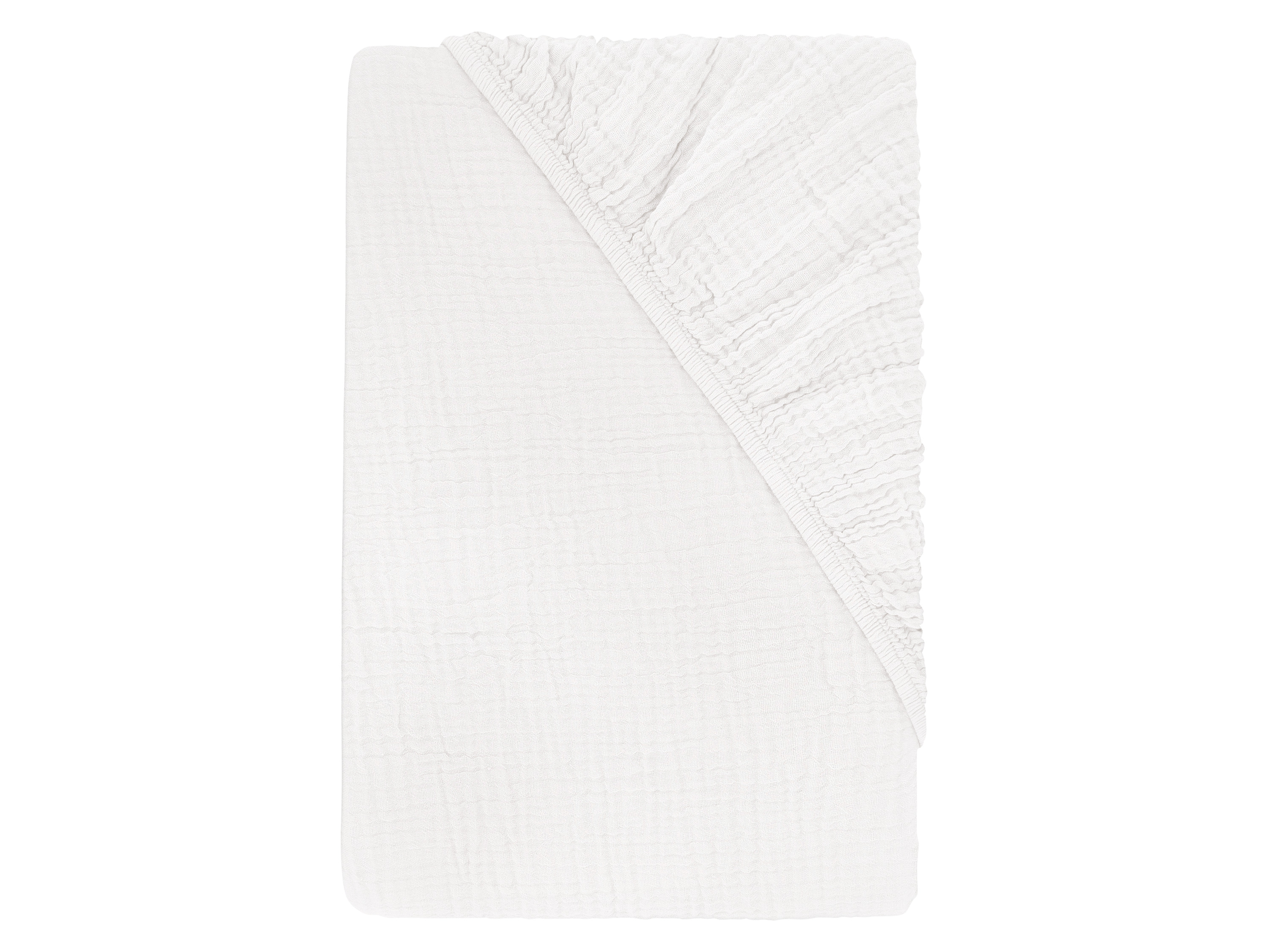 LIVARNO® Prześcieradło z gumką z muślinu, 90-100 x 200 cm (Biały)