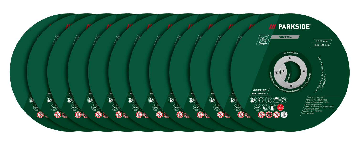 PARKSIDE® Tarcze diamentowe lub tarcze tnące, Ø 125 mm (Tarcze do cięcia, 12 sztuk)