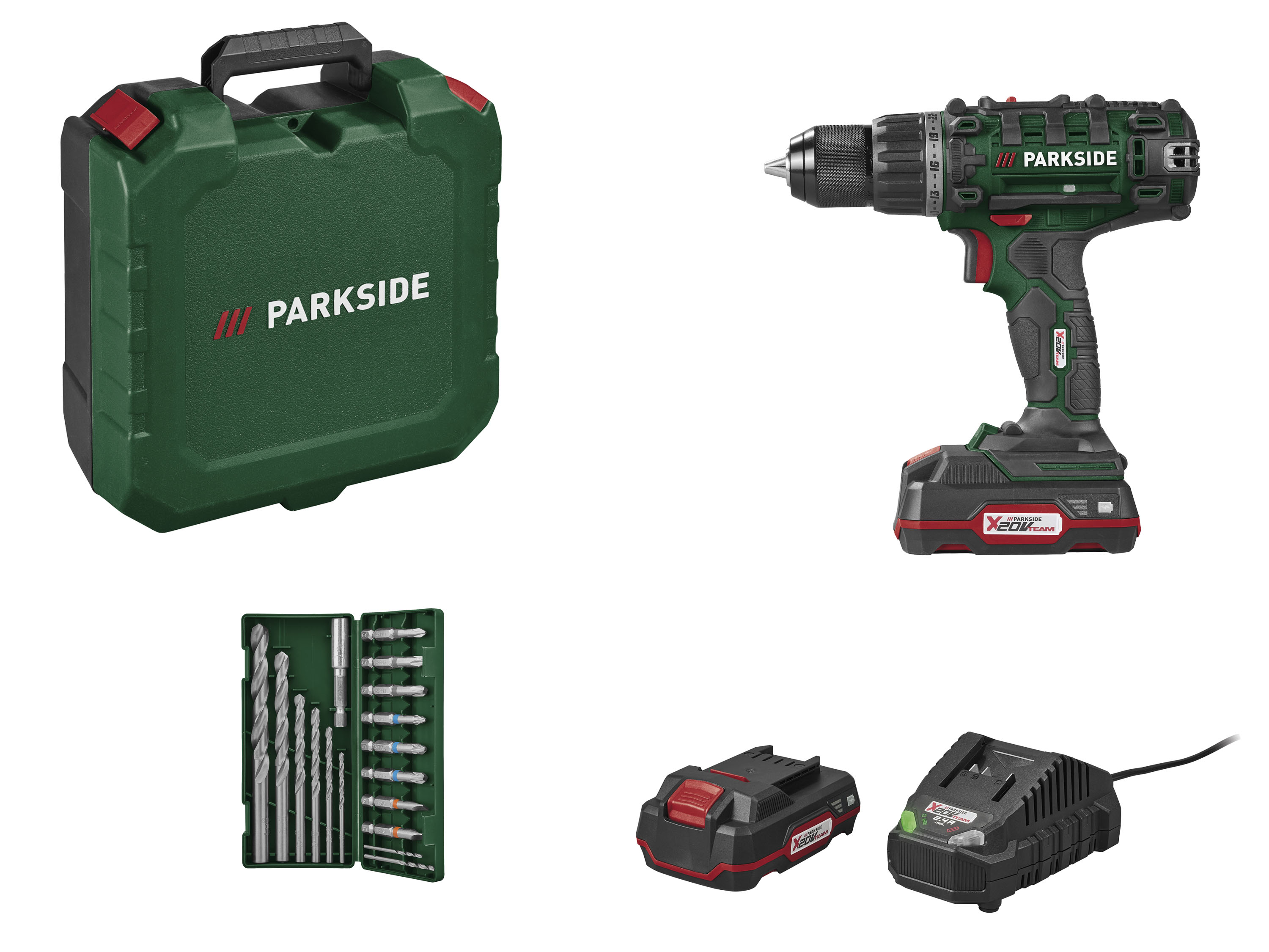 PARKSIDE® Akumulatorowa wiertarkowkrętarka, 20V, z akumulatorem 2 Ah i ładowarką 2,4 A