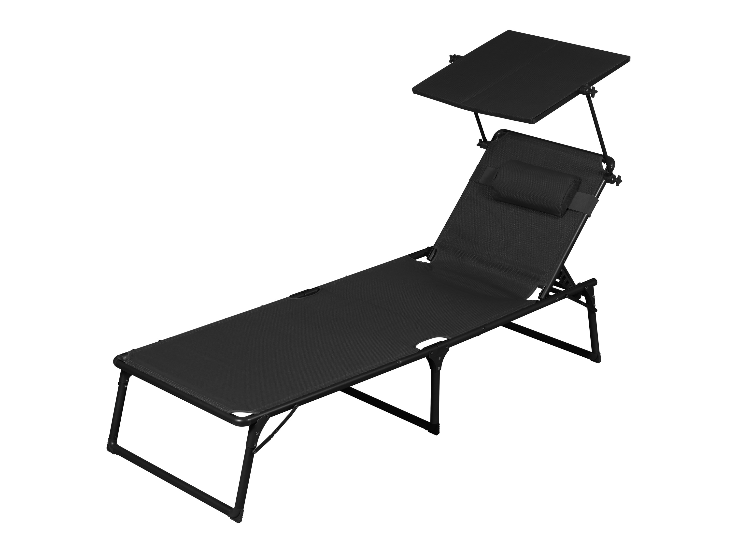 LIVARNO® Aluminiowy leżak ogrodowy Houston, z daszkiem przeciwsłonecznym, czarny