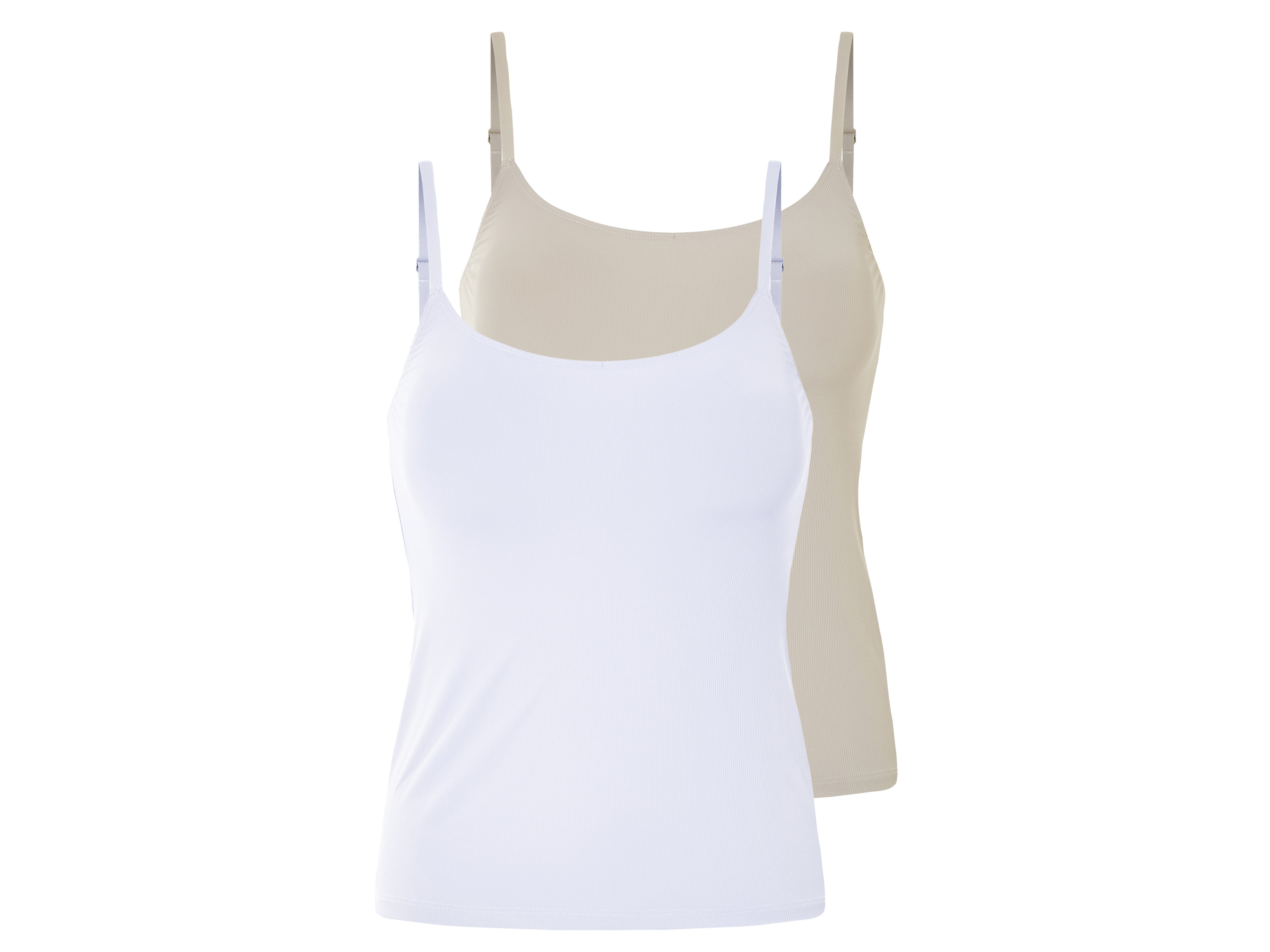 ESMARA® Topy damskie prążkowane na cienkich ramiączkach, 2 sztuki 