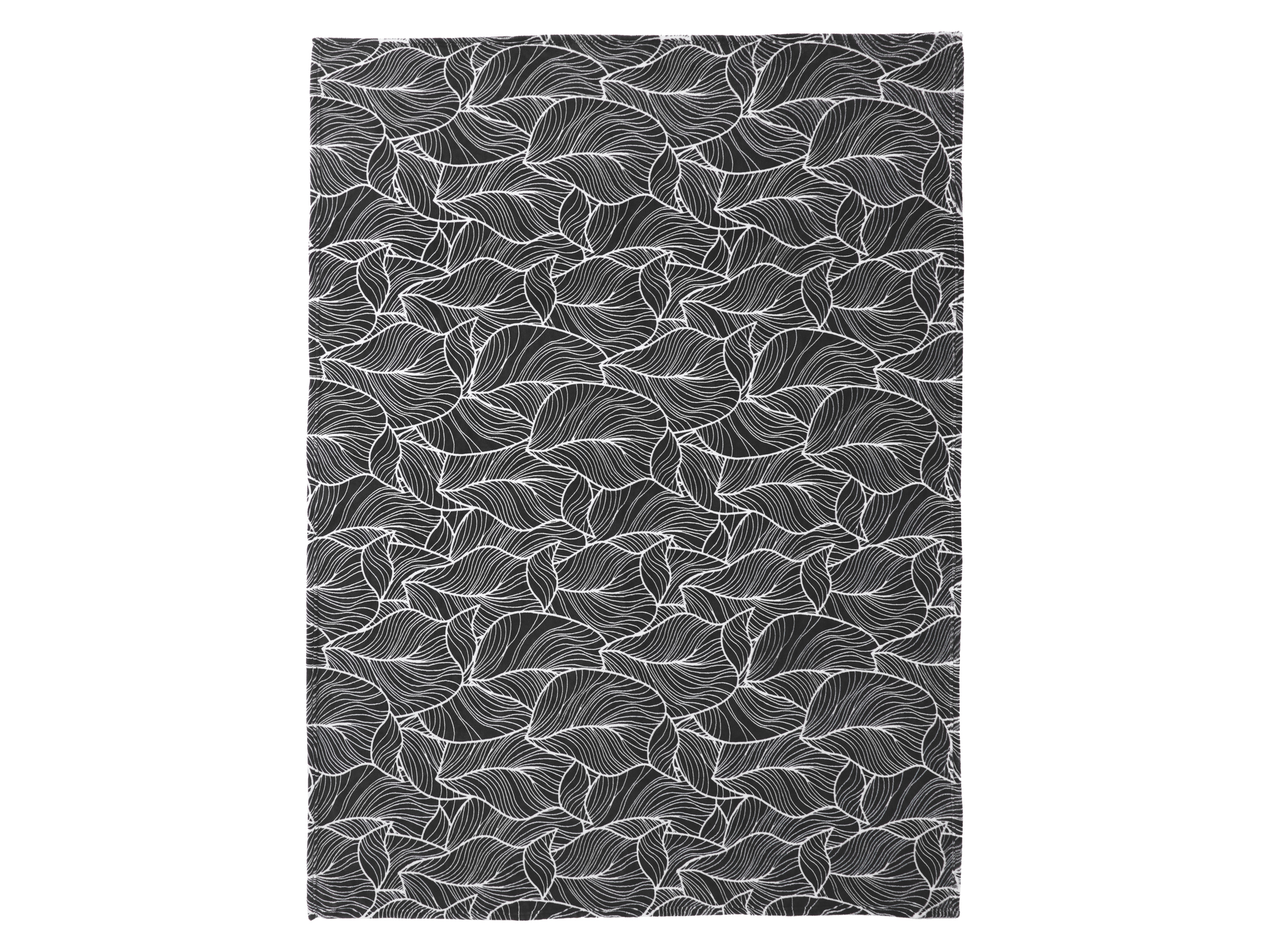 LIVARNO® Koc, 150 x 200 cm (Liście/czarny)