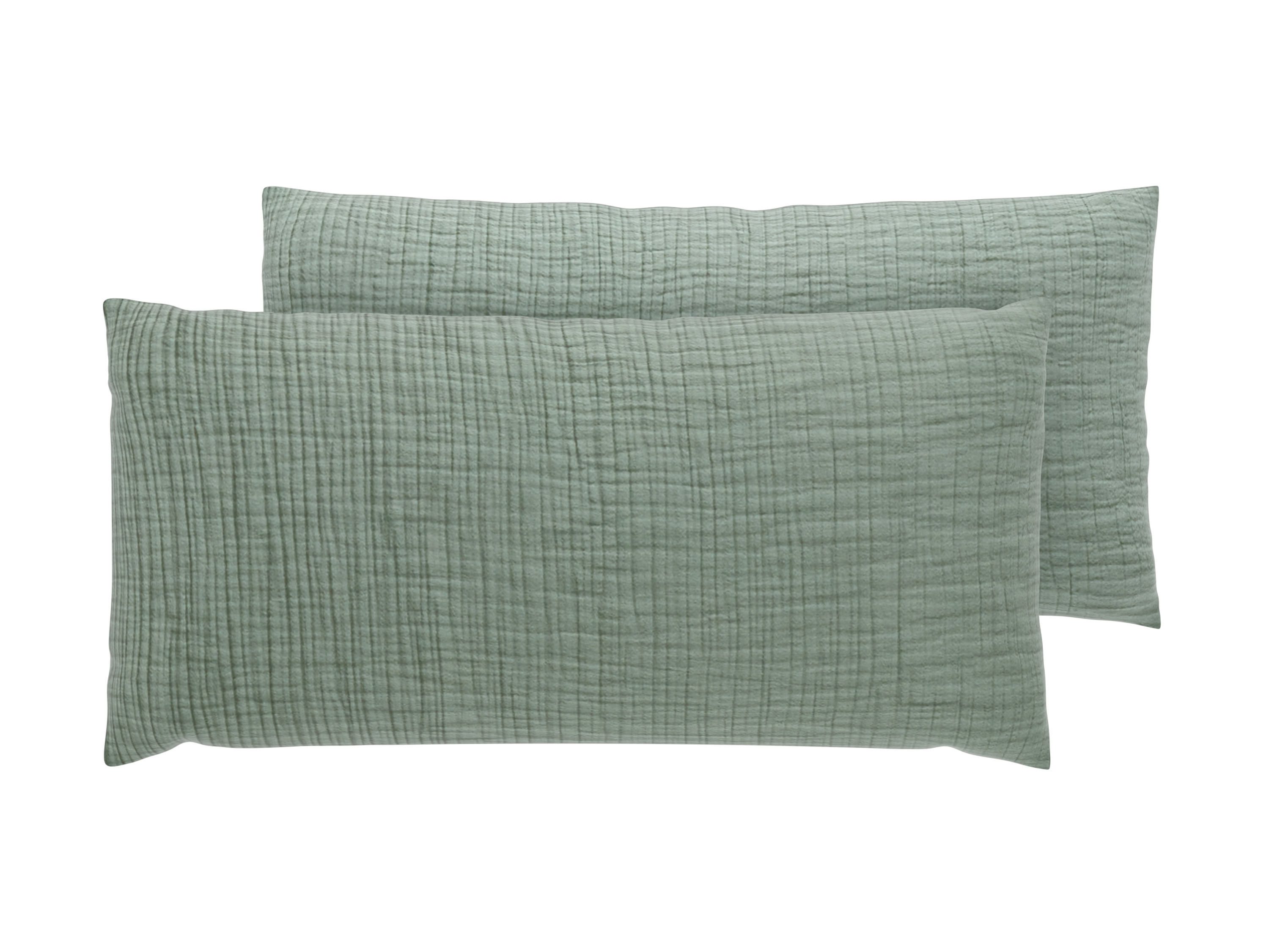LIVARNO® Poszewki na poduszki z muślinu, 2 sztuki, 40 x 80 cm (Zielony)