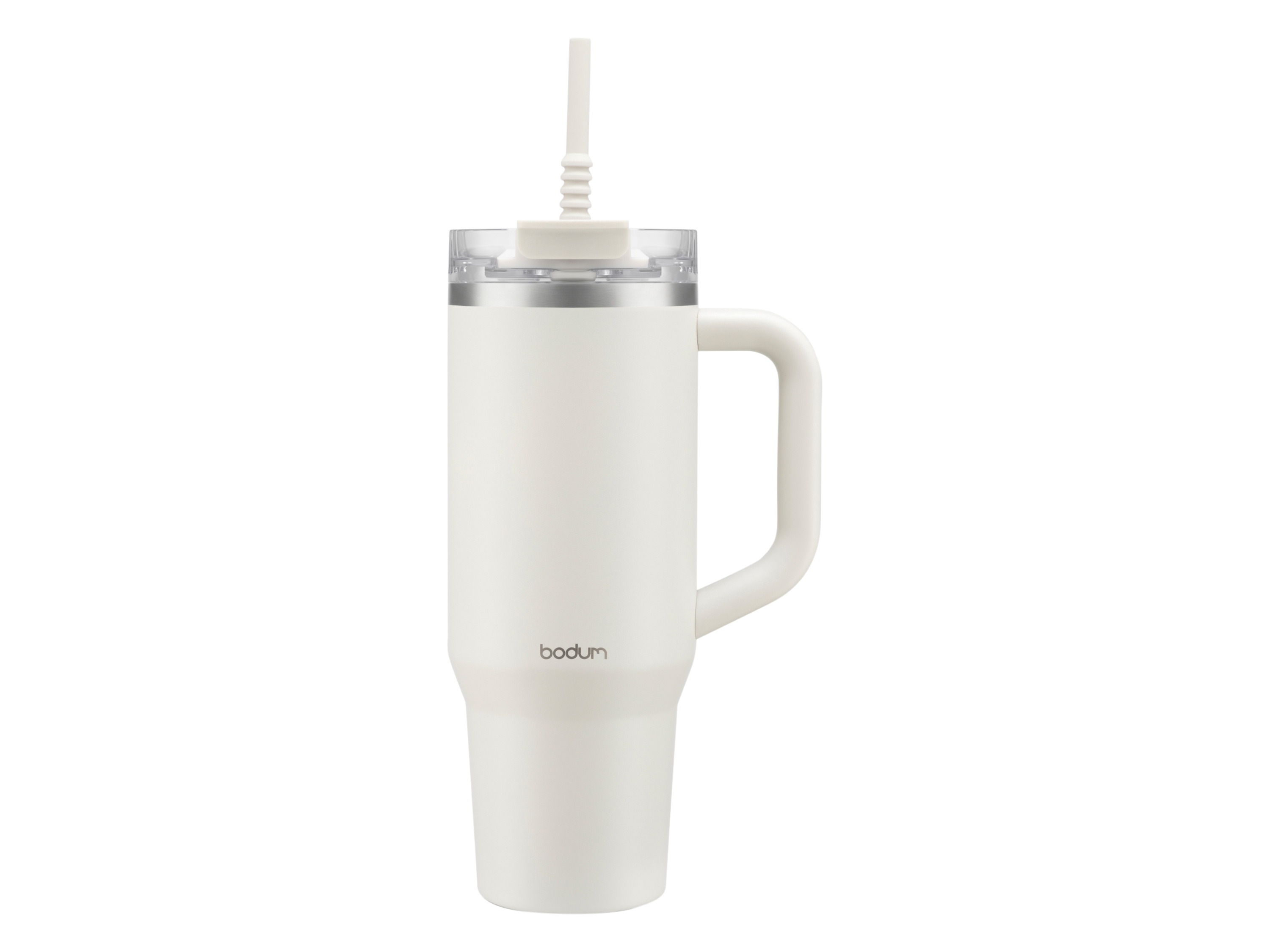 BODUM Kubek podróżny z uchwytem i silikonową słomką TRAVELMUG (Biały/kremowy)