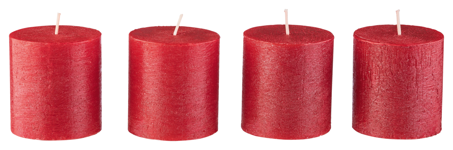 LIVARNO® Świece rustykalne, 4 sztuki (Czerwony)