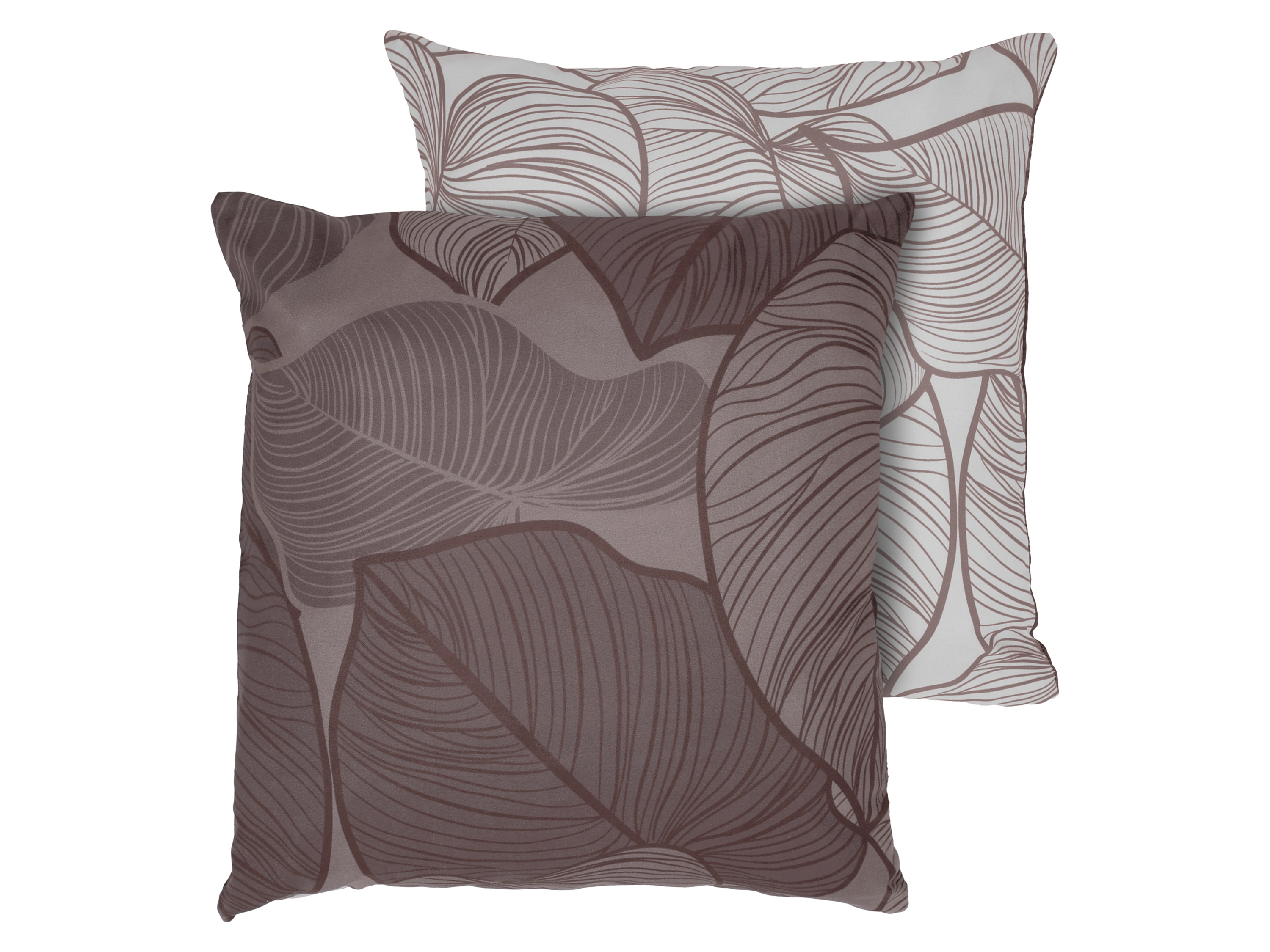 LIVARNO® Komplet 2 poszewek na poduszki z mikrowłókna satynowego, 40 x 40 cm (Liście/brązowe)