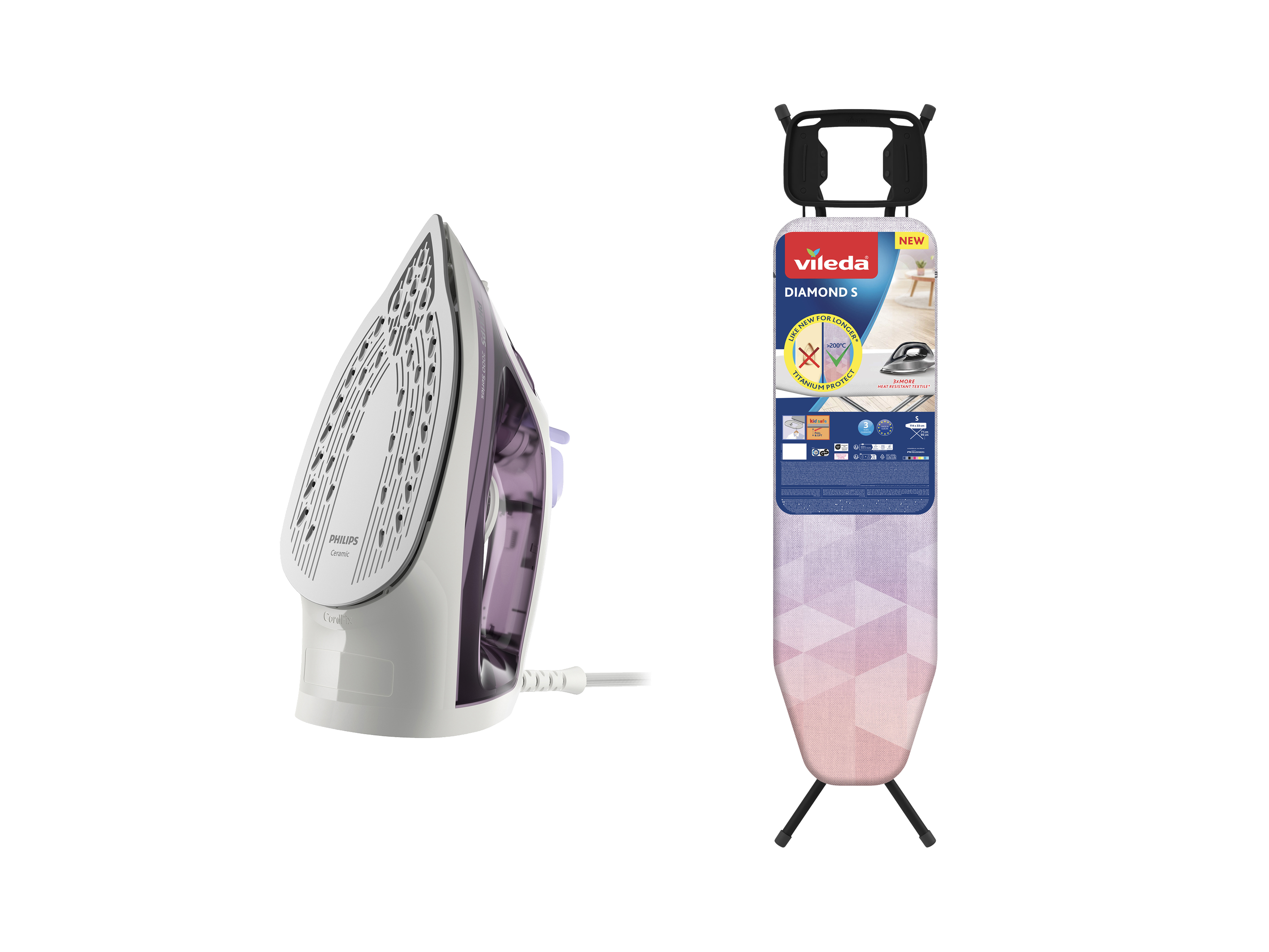 Zestaw do prasowania: żelazko parowe Philips 2000 Series DST2020/30 2000W i deska do prasowania Diamond S
