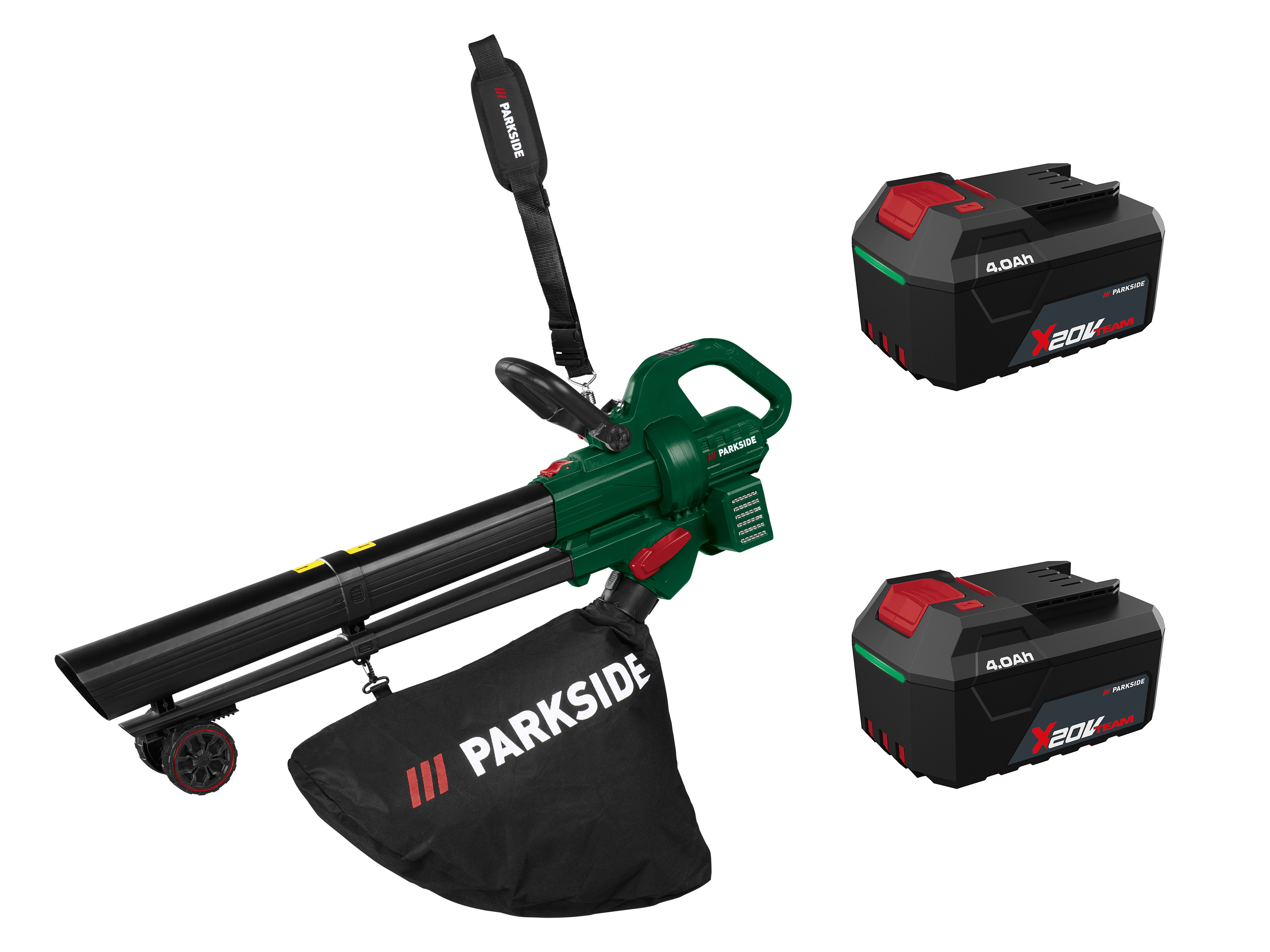 PARKSIDE® Zestaw Akumulatorowy odkurzacz i dmuchawa do liści 40 V z 2 akumulatorami 20 V, 4 Ah