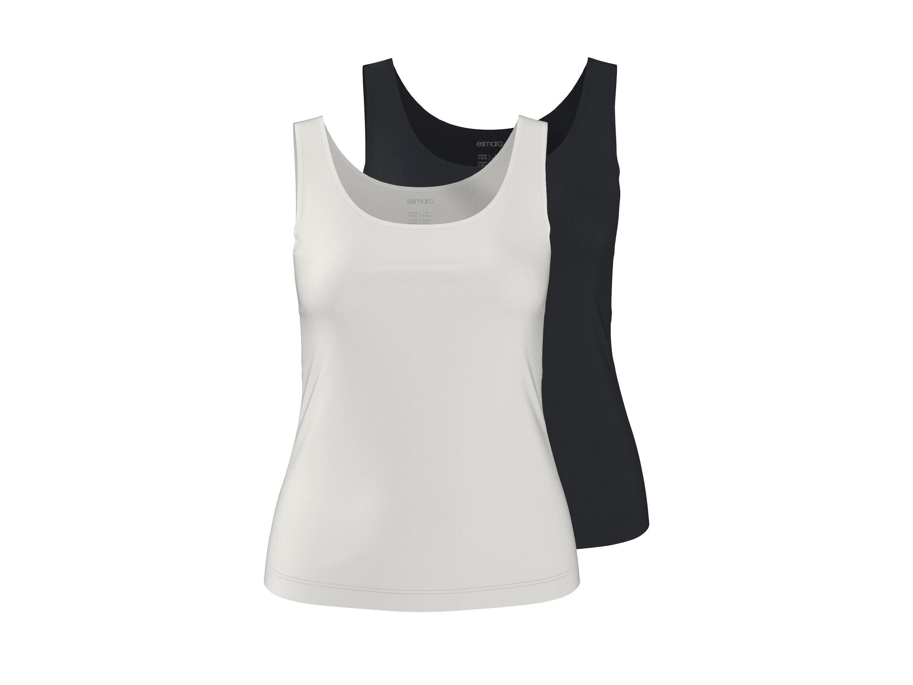 ESMARA® Topy damskie z biobawełny, 2 sztuki 