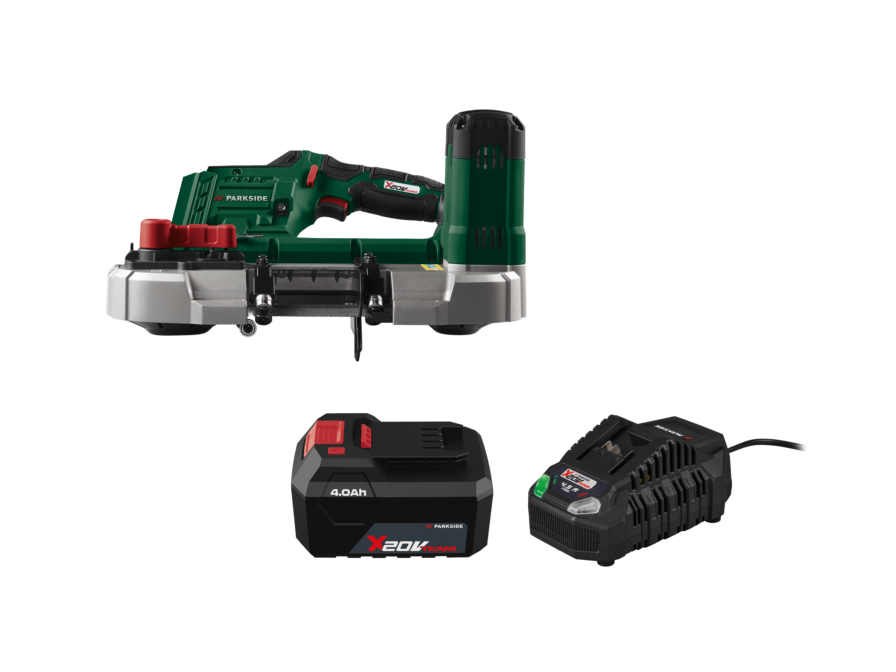 PARKSIDE® Zestaw 20 V akumulatorowa piła taśmowa z akumulatorem 4 Ah i ładowarką 120 W