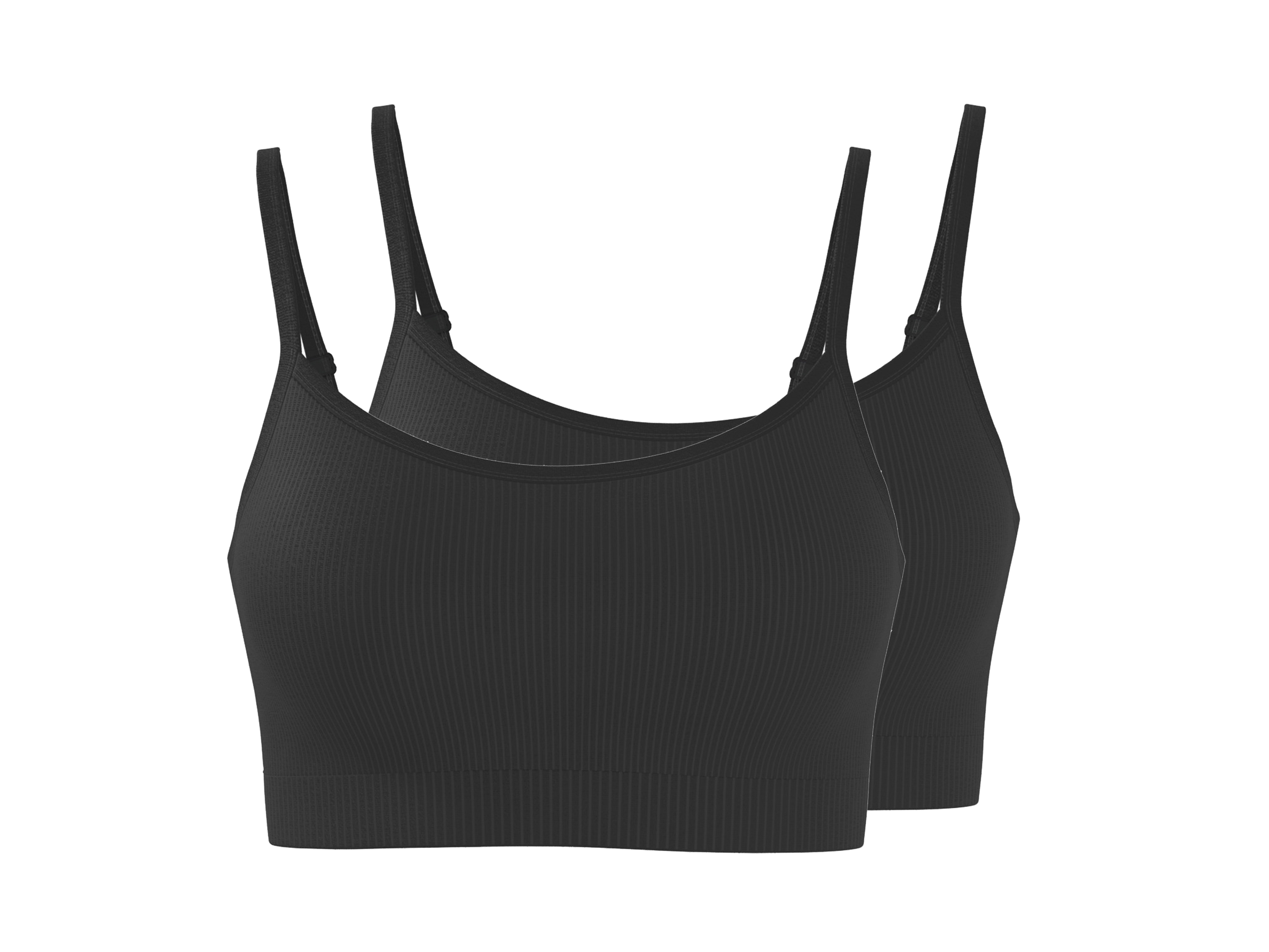ESMARA® Prążkowane biustonosze bezszwowe damskie, 2 sztuki 